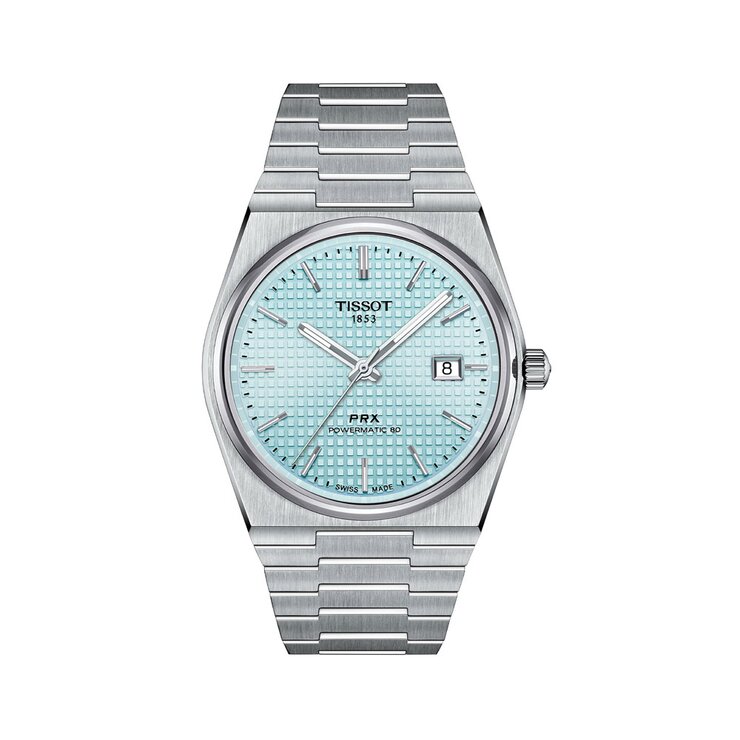 Tissot horloge met een kast in staal, met een wijzerplaat in het blauw en een diameter van 40 mm