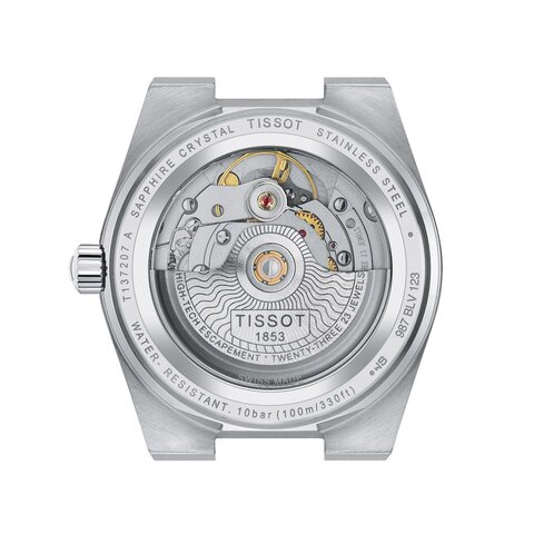 Tissot horloge met een kast in staal, met een wijzerplaat in het groen en een diameter van 35 mm