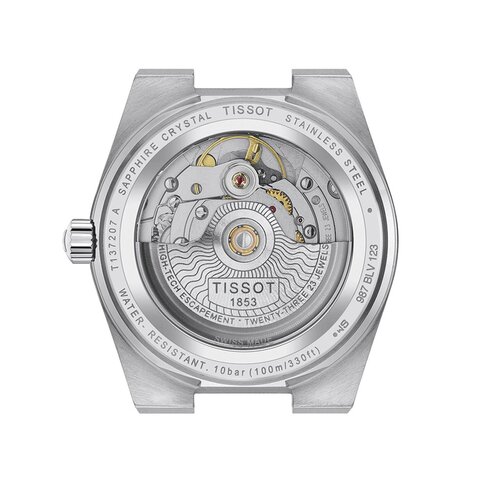 Tissot horloge met een kast in staal, met een wijzerplaat in het blauw en een diameter van 35 mm