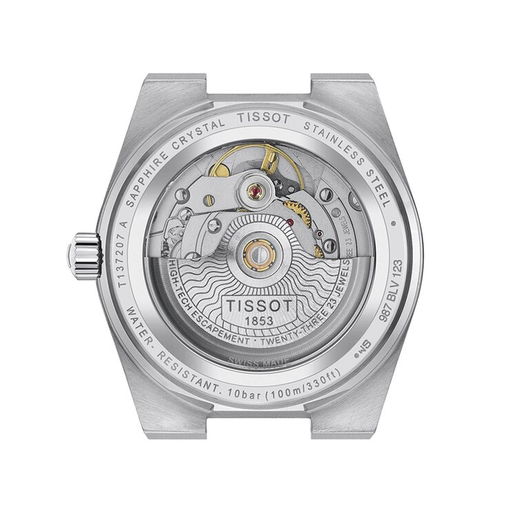 Tissot horloge met een kast in staal, met een wijzerplaat in het blauw en een diameter van 35