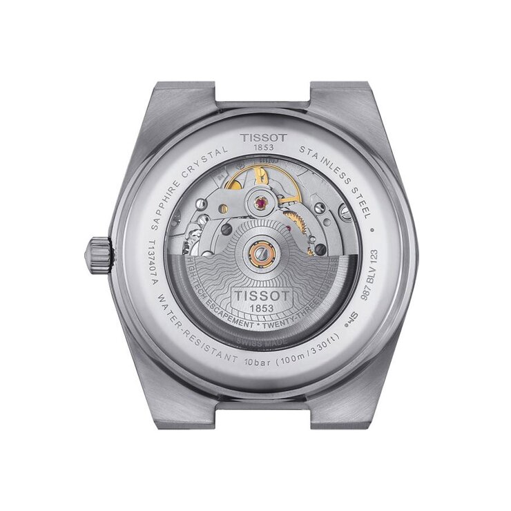 Tissot horloge met een kast in staal, met een wijzerplaat in het blauw en een diameter van 40
