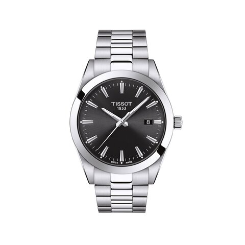Tissot horloge met een kast in staal, met een wijzerplaat in het zwart en een diameter van 40 mm
