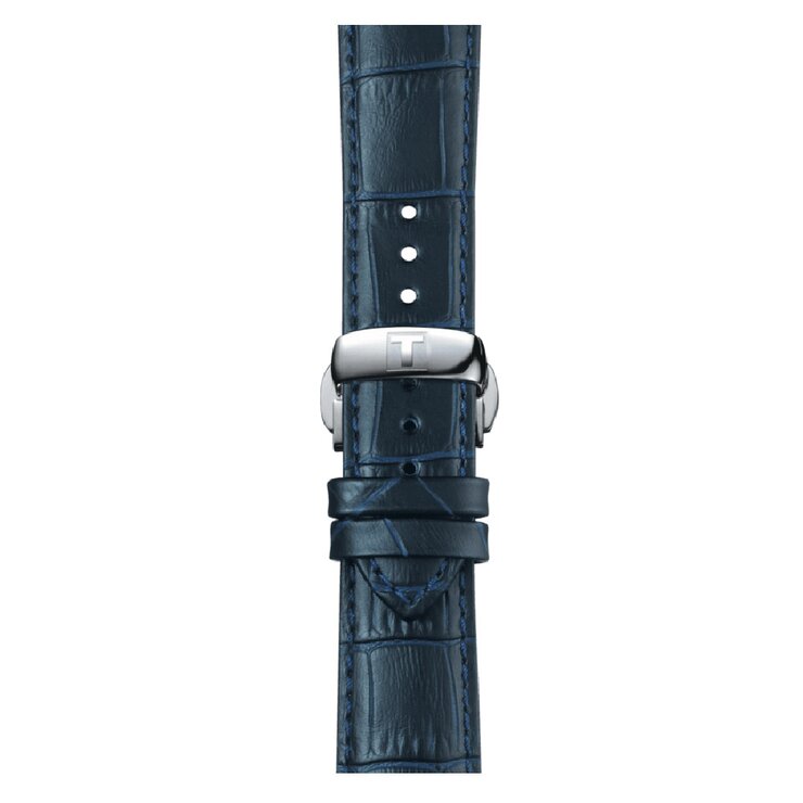 Tissot horloge met een kast in staal, met een wijzerplaat in het blauw en een diameter van 42 mm