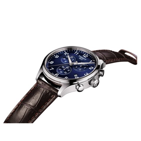 Tissot horloge met een kast in staal, met een wijzerplaat in het blauw en een diameter van 45 mm