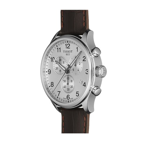 Tissot horloge met een kast in staal, met een wijzerplaat in het zilver en een diameter van 45 mm