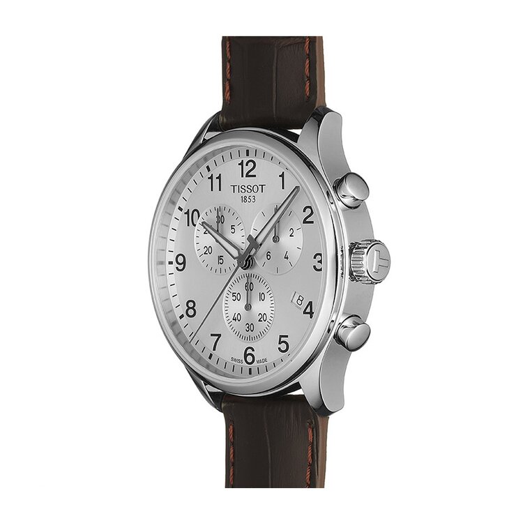 Tissot horloge met een kast in staal, met een wijzerplaat in het zilver en een diameter van 45 mm