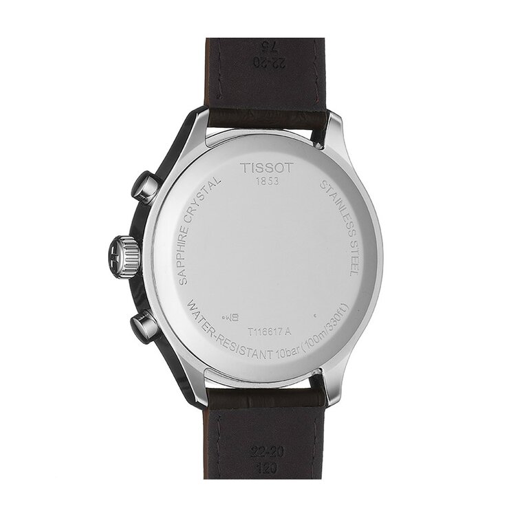 Tissot horloge met een kast in staal, met een wijzerplaat in het zilver en een diameter van 45 mm
