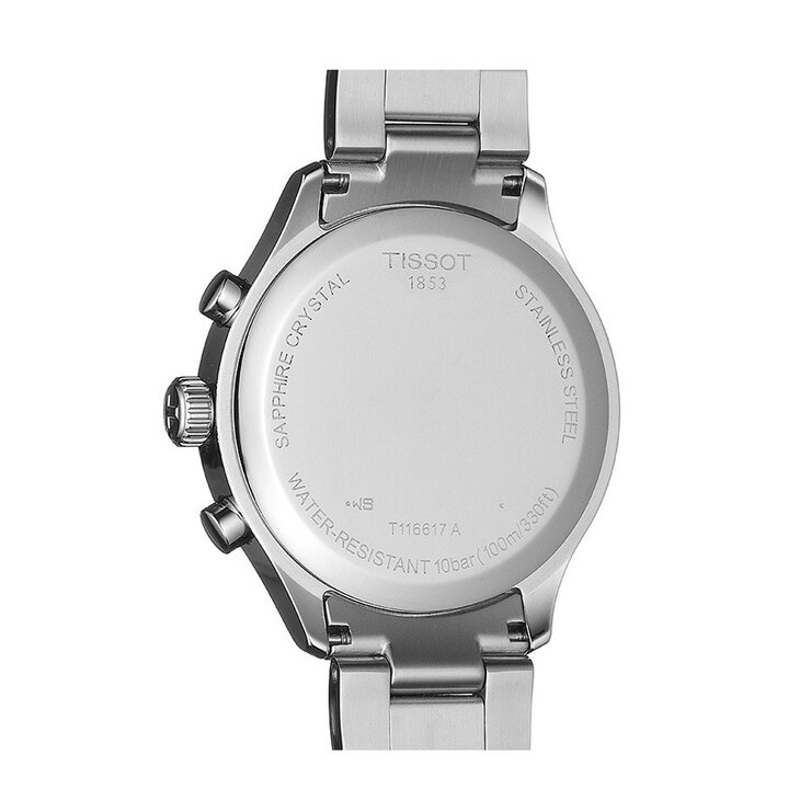 Tissot horloge met een kast in staal, met een wijzerplaat in het blauw en een diameter van 45 mm