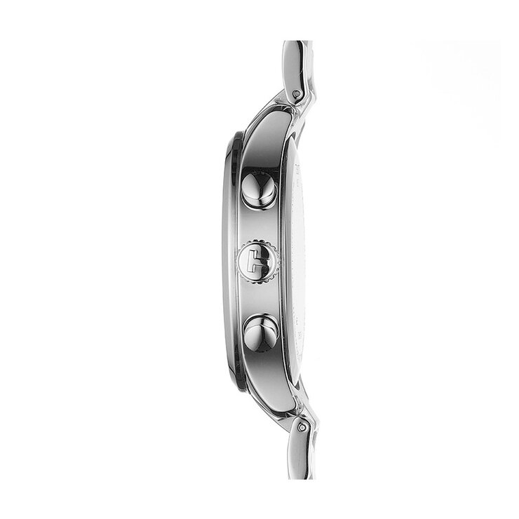 Tissot horloge met een kast in staal, met een wijzerplaat in het zwart en een diameter van 45