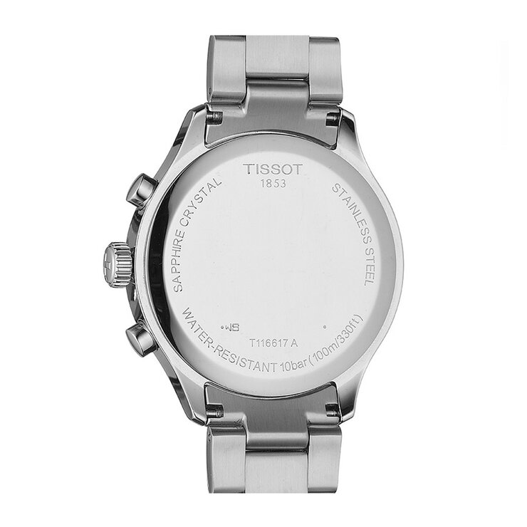 Tissot horloge met een kast in staal, met een wijzerplaat in het zwart en een diameter van 45