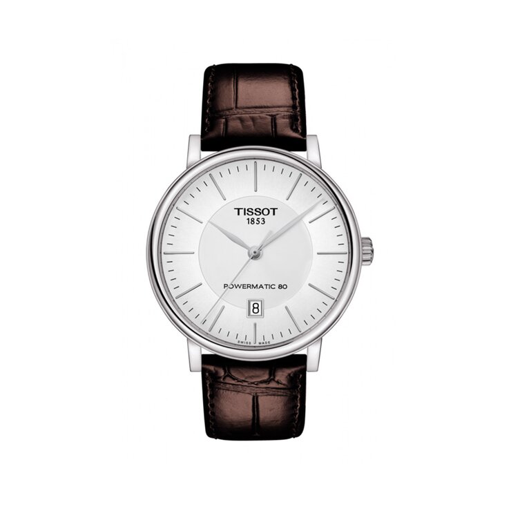 Tissot horloge met een kast in staal, met een wijzerplaat in het zilver en een diameter van 40 mm