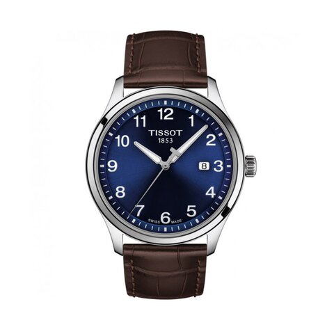 Tissot horloge met een kast in staal, met een wijzerplaat in het blauw en een diameter van 42 mm