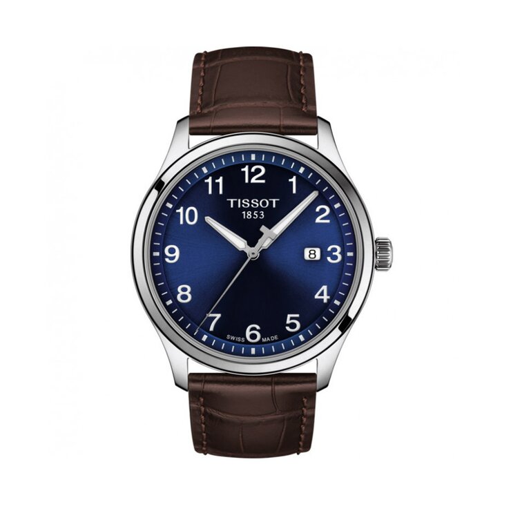 Tissot horloge met een kast in staal, met een wijzerplaat in het blauw en een diameter van 42