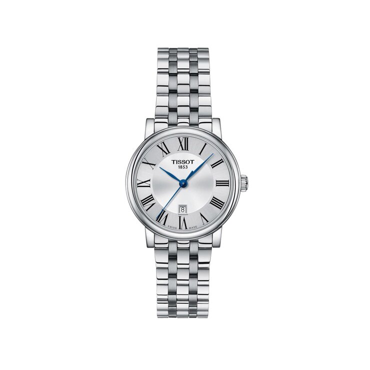 Tissot horloge met een kast in staal, met een wijzerplaat in het zilver en een diameter van 30
