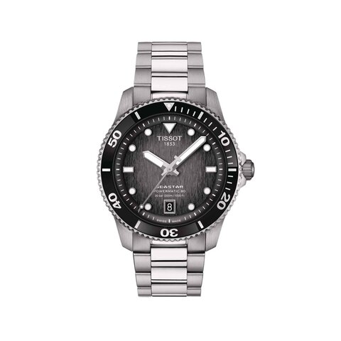 Tissot horloge met een kast in staal, met een wijzerplaat in het grijs en een diameter van 40 mm