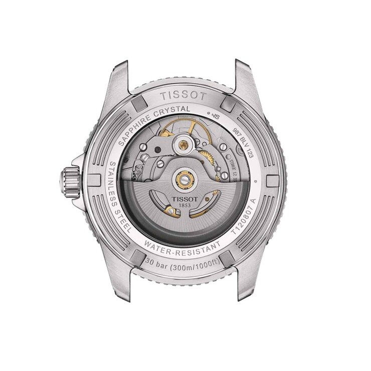 Tissot horloge met een kast in staal, met een wijzerplaat in het grijs en een diameter van 40 mm