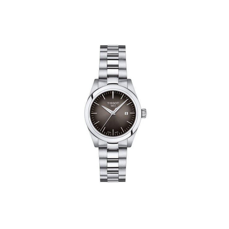 Tissot horloge met een kast in staal, met een wijzerplaat in het zwart en een diameter van 29