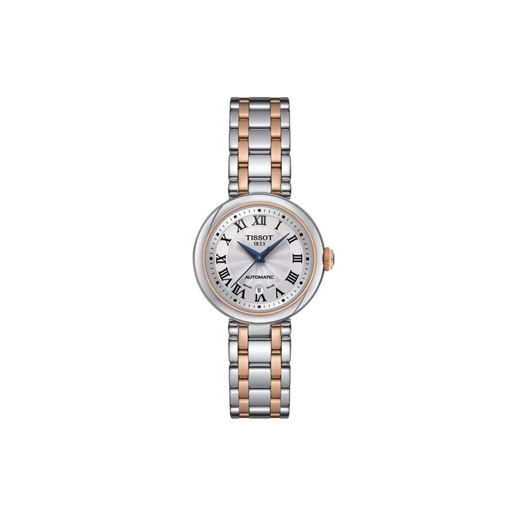 Tissot horloge met een kast in staal, met een wijzerplaat in het wit en een diameter van 29 mm