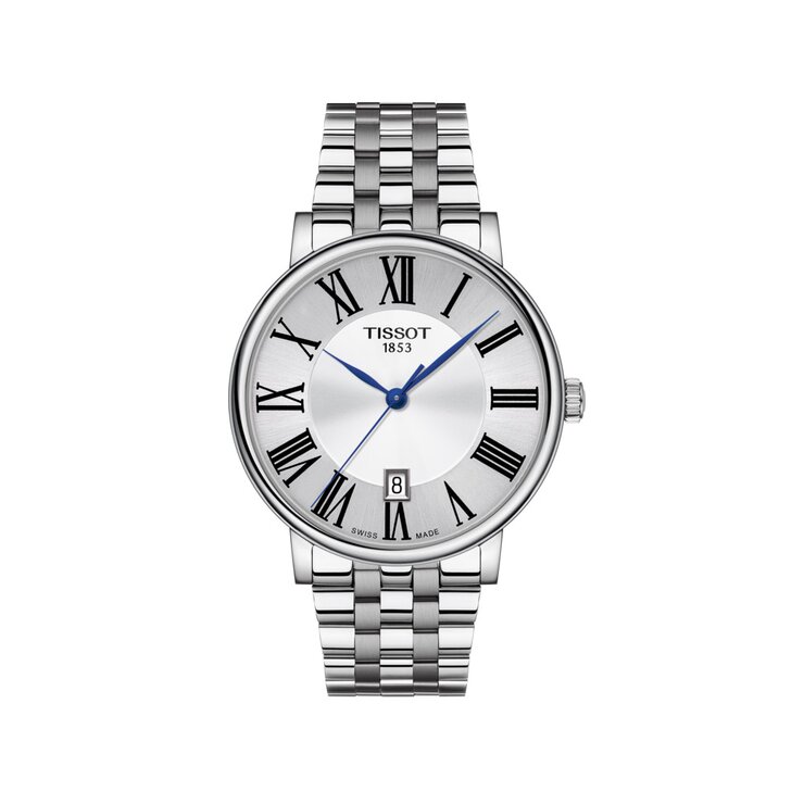 Tissot horloge met een kast in staal, met een wijzerplaat in het zilver en een diameter van 40 mm