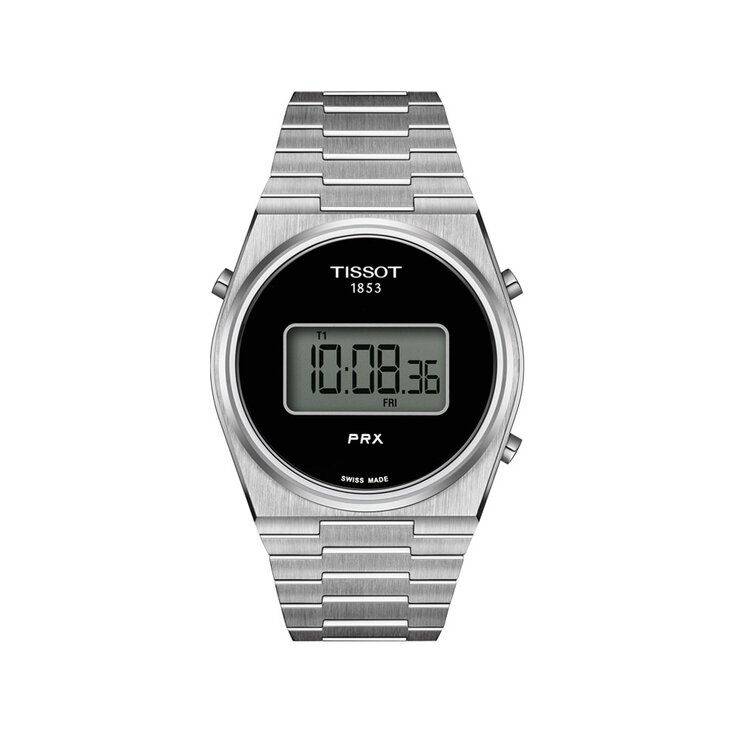 Tissot horloge met een kast in staal, met een wijzerplaat in het zwart en een diameter van 40 mm