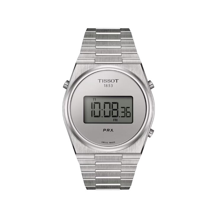 montre Tissot avec un boîtier en acier, un cadran argent et un diamètre de 40