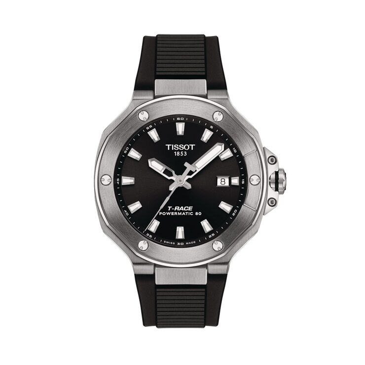 Tissot horloge met een kast in staal, met een wijzerplaat in het zwart en een diameter van 41