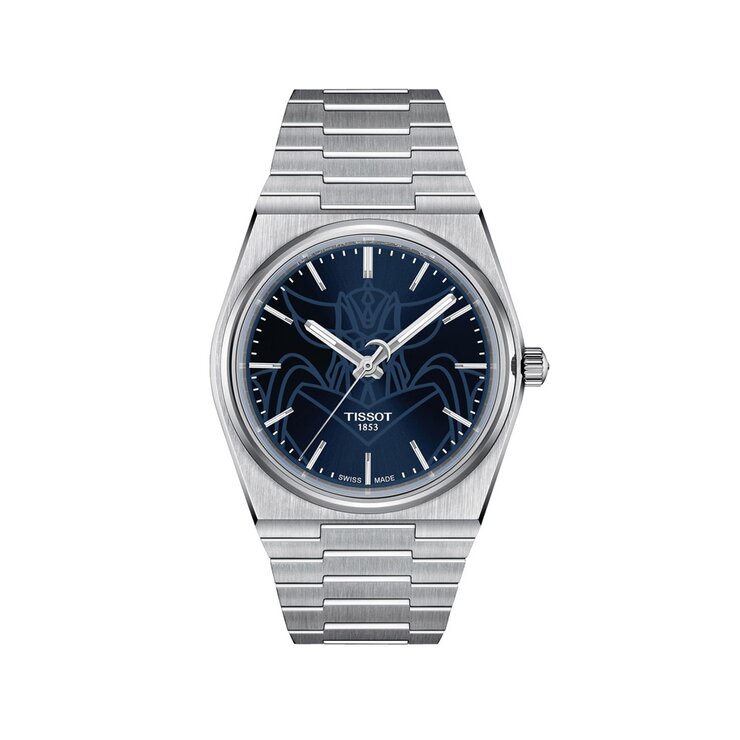 Tissot horloge met een kast in staal, met een wijzerplaat in het blauw en een diameter van 40