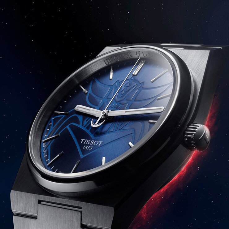 Tissot horloge met een kast in staal, met een wijzerplaat in het blauw en een diameter van 40