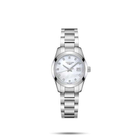Longines horloge met een kast in staal, met een wijzerplaat in het parelmoer met  briljant en een diameter van 29.5 mm