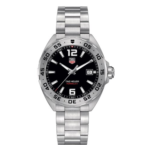 montre TAG Heuer avec un boîtier en acier, un cadran noir et un diamètre de 41 mm