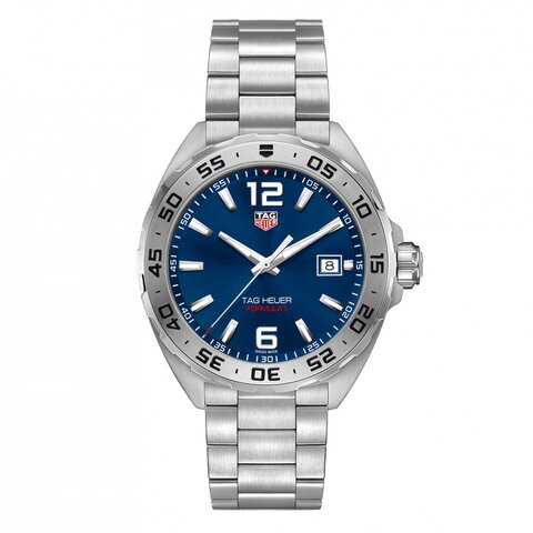 montre TAG Heuer avec un boîtier en acier, un cadran bleu et un diamètre de 41 mm