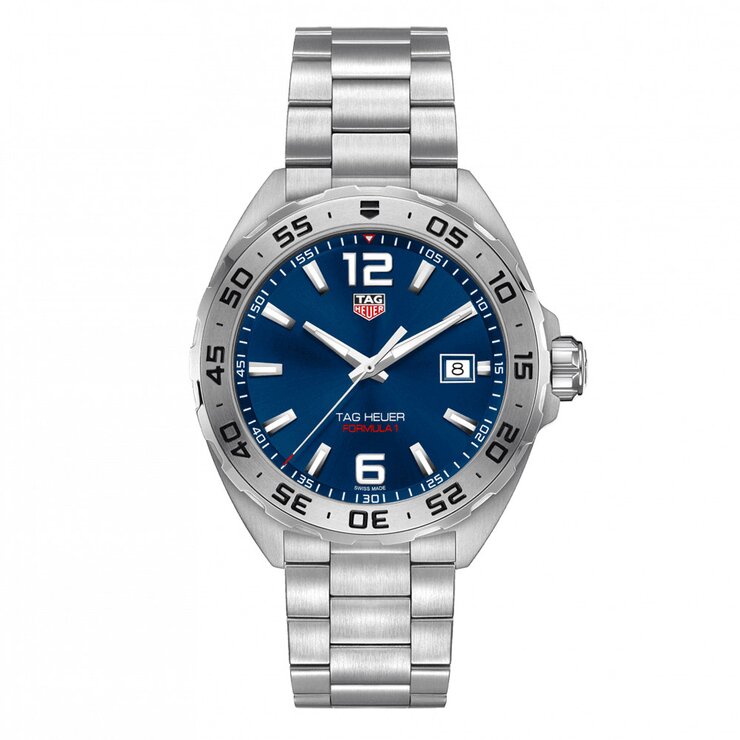 TAG Heuer horloge met een kast in staal, met een wijzerplaat in het blauw en een diameter van 41