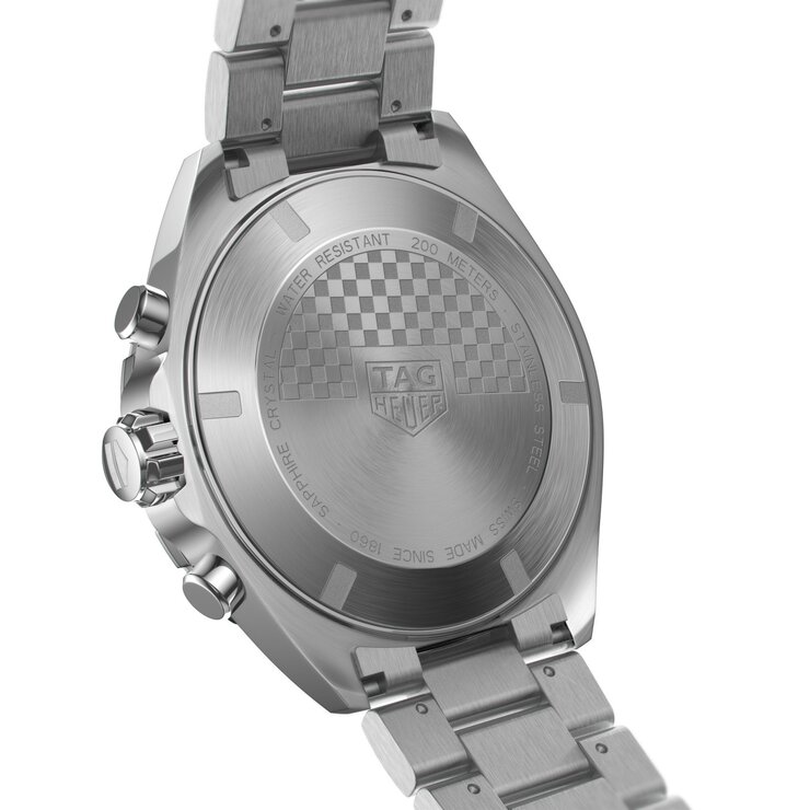 TAG Heuer horloge met een kast in staal, met een wijzerplaat in het grijs en een diameter van 43