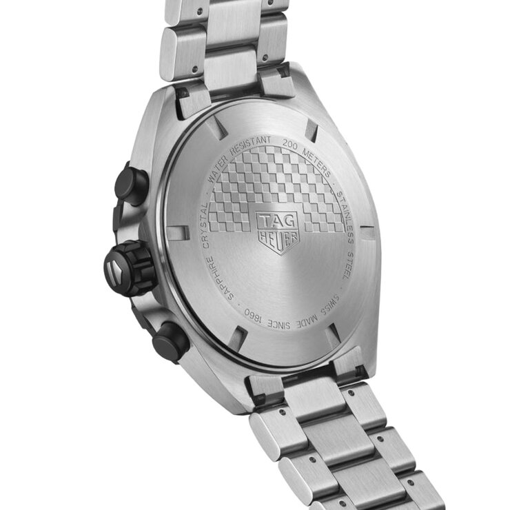 TAG Heuer horloge met een kast in staal, met een wijzerplaat in het blauw en een diameter van 43 mm