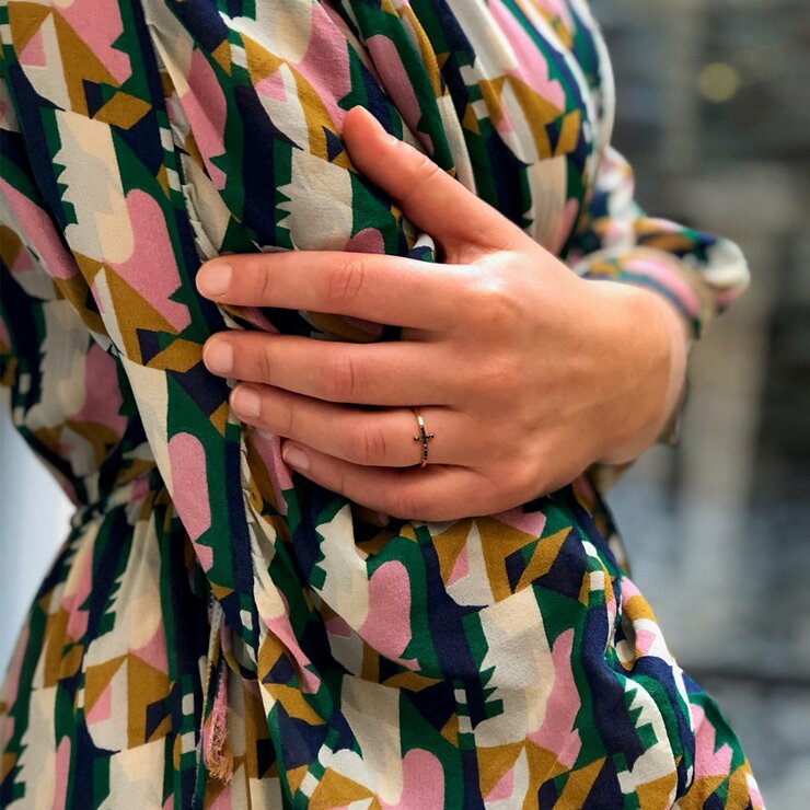 Casteur by Casteur ring in rosé goud 18kt met zwarte briljant van 0,06 karaat