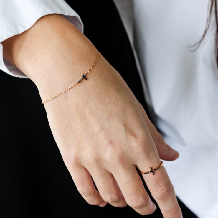Casteur by Casteur ring in rosé goud 18kt met zwarte briljant van 0,06 karaat