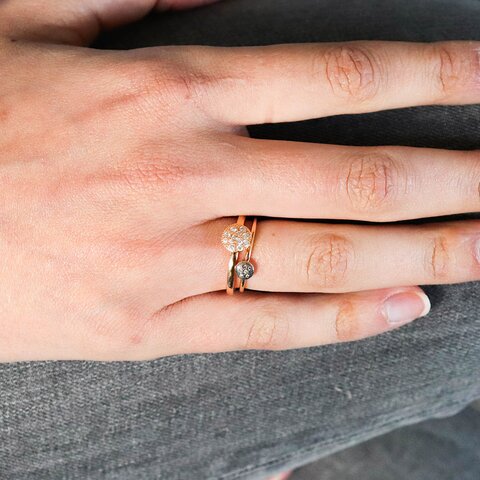 Casteur by Casteur ring in rosé goud 18kt met bruine briljant van 0,04 karaat