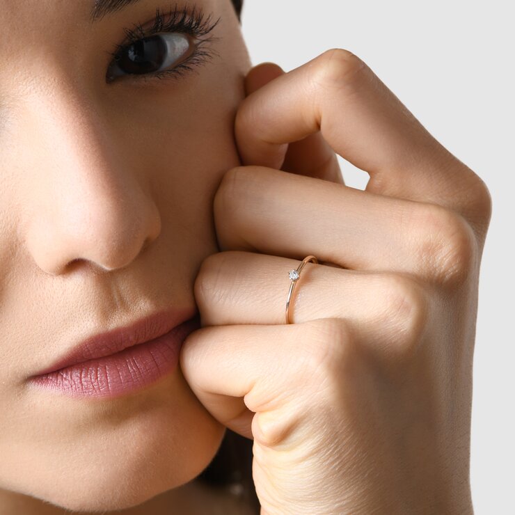 Burato Gioilelli ring in rosé goud 18kt met briljant van 0,05 karaat