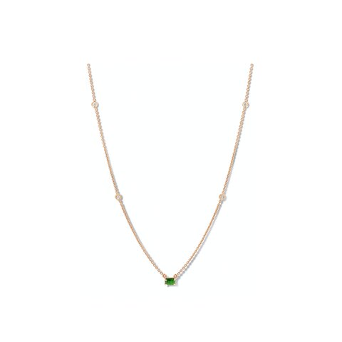 Casteur by Casteur ketting in geel goud 18kt met smaragd omringd door briljanten van 0,08 karaat