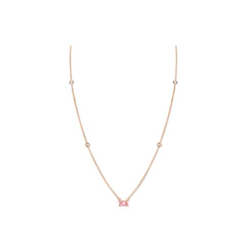 collier Casteur by Casteur en or rose 18 ct avec tourmaline vert entouré de briljants de 0,08 karaat