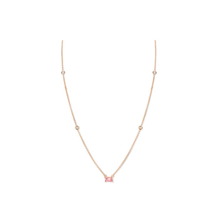 Casteur by Casteur ketting in rosé goud 18kt met toermalijn omringd door briljanten van 0,08 karaat