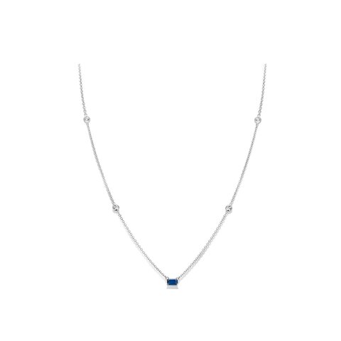 collier Casteur by Casteur en or blanc 18 ct avec saphir entouré de briljants de 0,08 karaat