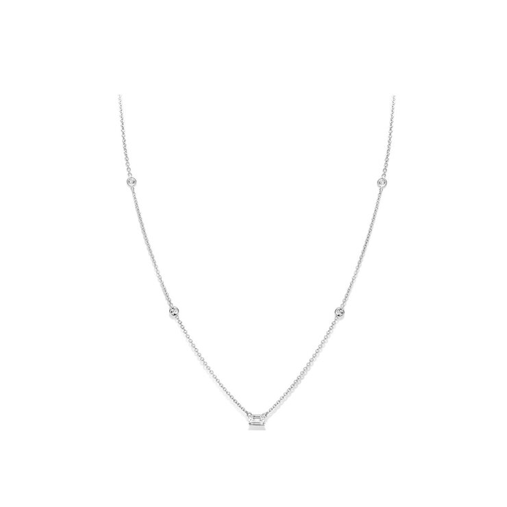 Casteur by Casteur ketting in wit goud 18kt met briljant van 0,34 karaat als hoofdsteen omringd door briljanten van 0,08 karaat