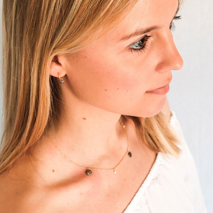 Casteur by Casteur ketting in geel goud 18kt met witte & bruine & zwarte briljant van 0,40 karaat