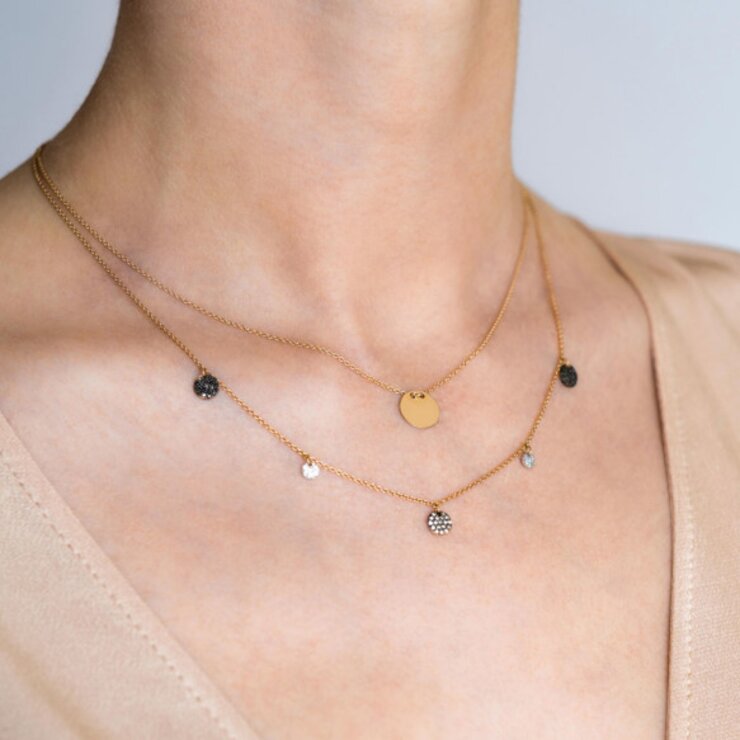 Burato Gioilelli ketting in rosé goud 18kt met witte & bruine & zwarte briljant van 0.33 karaat