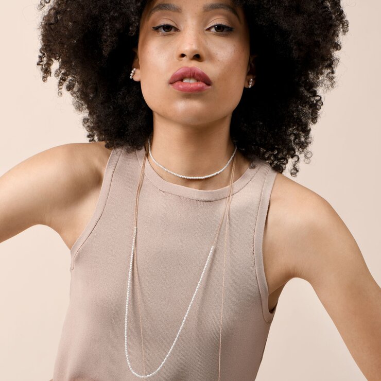 Burato Gioilelli ketting in rosé goud 18kt met parels