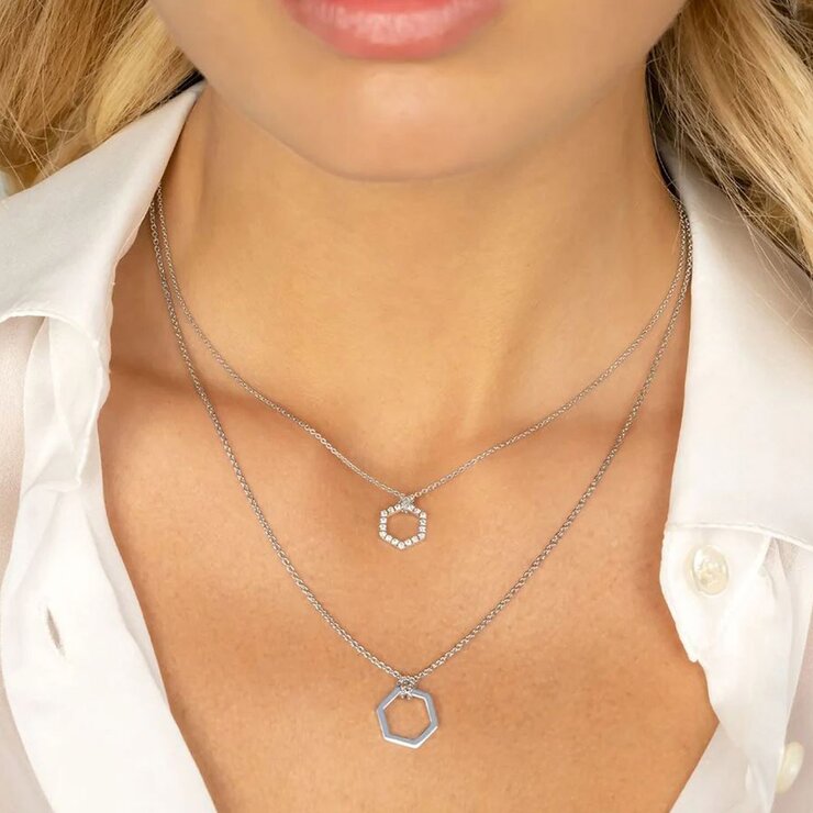 collier Burato Gioilelli en or blanc 18 ct avec brillant de 0.18 carat