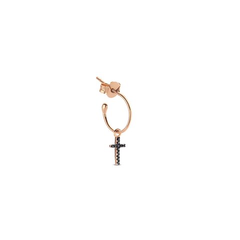 Casteur by Casteur oorring in rosé goud 18kt met zwarte briljant van 0,05 karaat