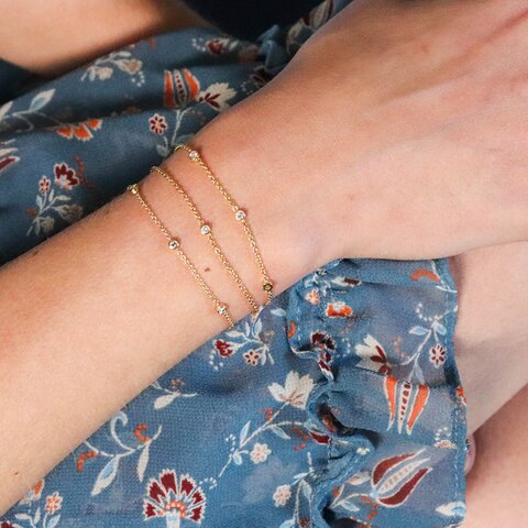 bracelet Casteur by Casteur en or jaune 18 ct avec brillant de 0.05 carat