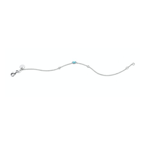 Casteur by Casteur armband in wit goud 18kt met topaas blauw omringd door briljanten van 0,04 karaat